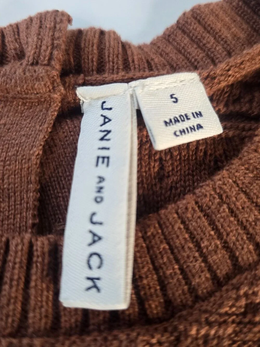 Janie and Jack Puff Sleeve Sweater Top - Red Barn Heather - Picture 4 of 9